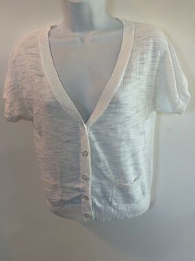Small Women’s Mossimo Lightweight White Button Cardigan Sweater 100% Cotton